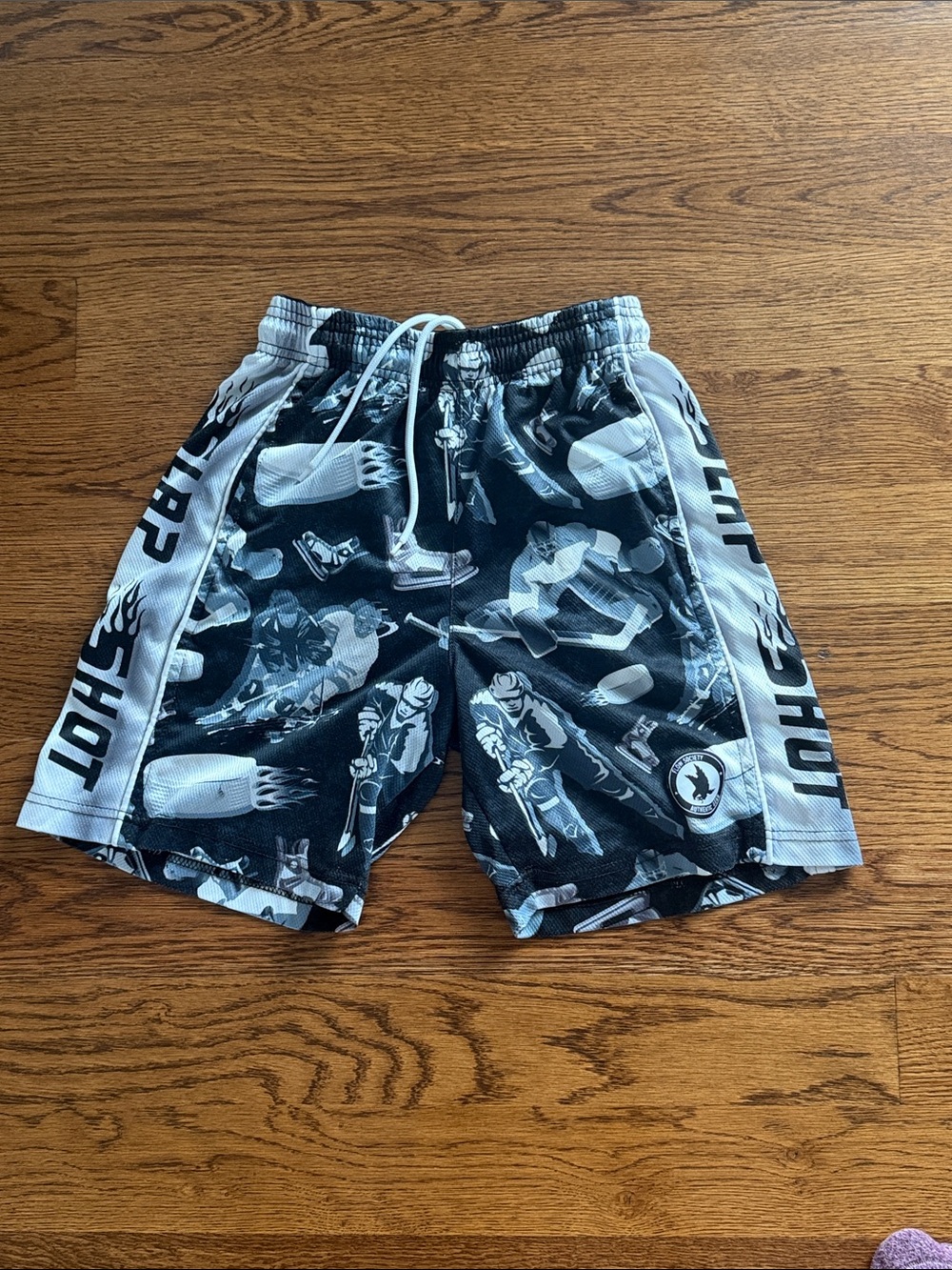 Flow Society Boys Black and White Skateboard Print Shorts